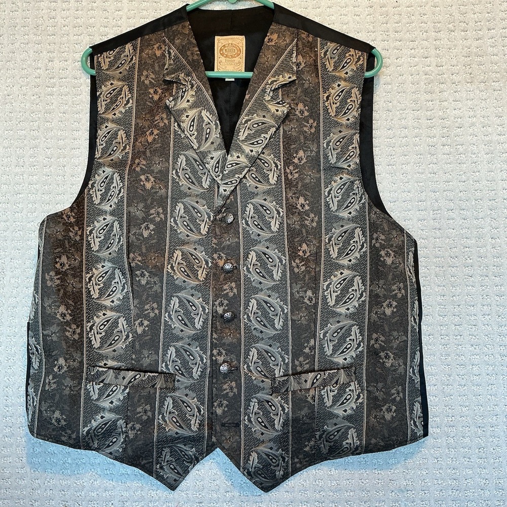 WAH Maker Frontier Vest L USA MADE Rich Gray Tones Men Western Wear Rodeo VTG